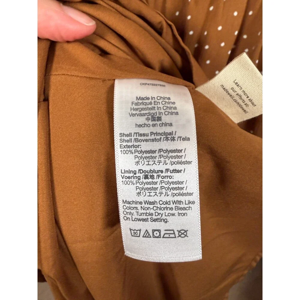 Madewell Sophia Cami Tiered Midi Dress Size 2 Brown Polka Dot Sundress Preppy